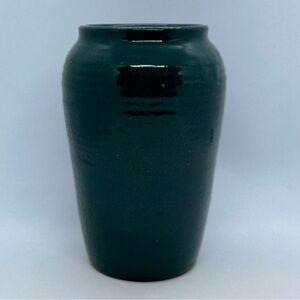Vintage 1997 Signed Giana Eden Studio Pottery Jar Vase Green Glazed Terracotta